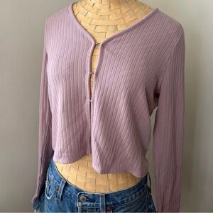 Madewell Ribbed Cropped Cardigan Provence Grape Purple Size S